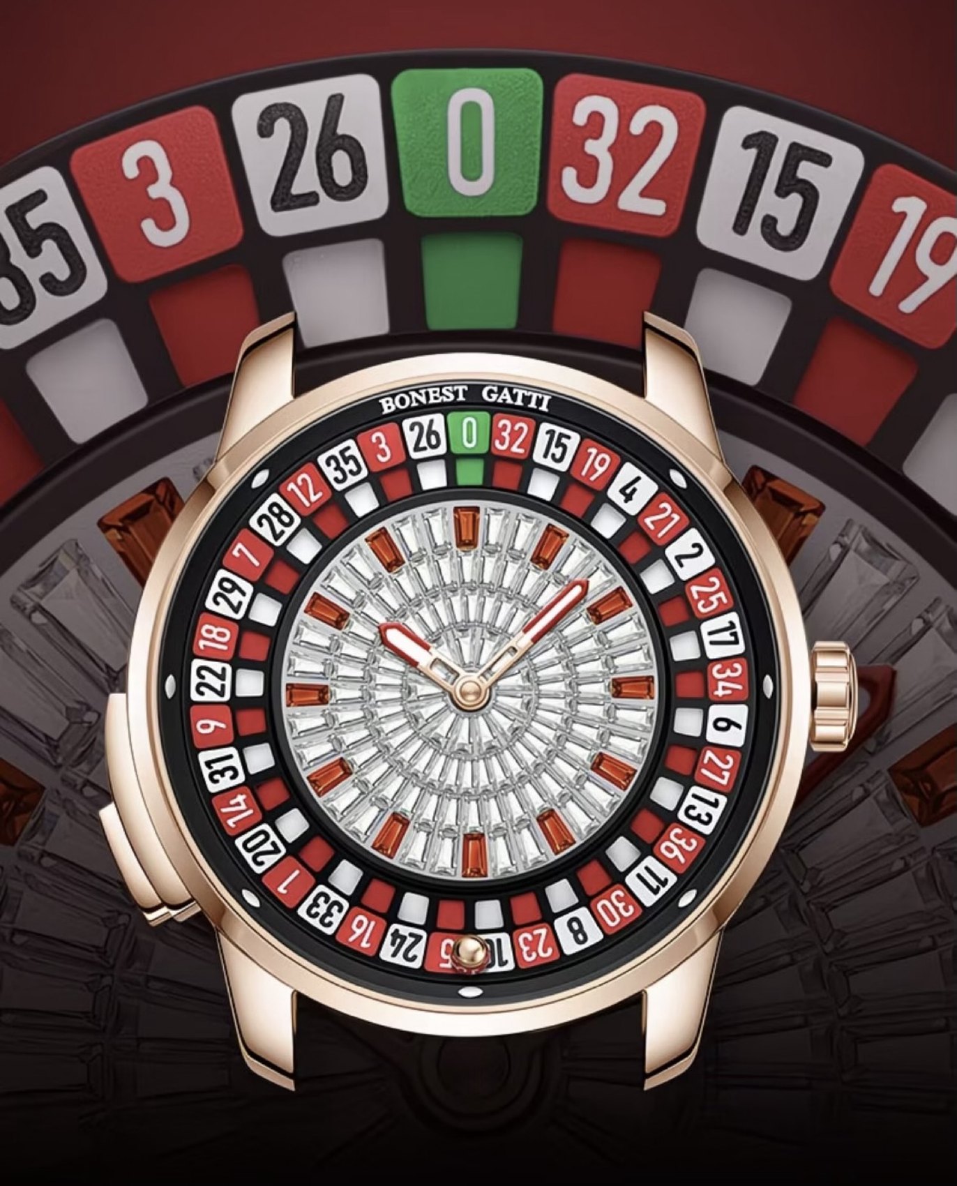 Часы BONEST GATTI Roulette, розовый корпус