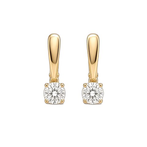 Серьги из желтого золота 585 с муассанитом — Жёлтое золото 585