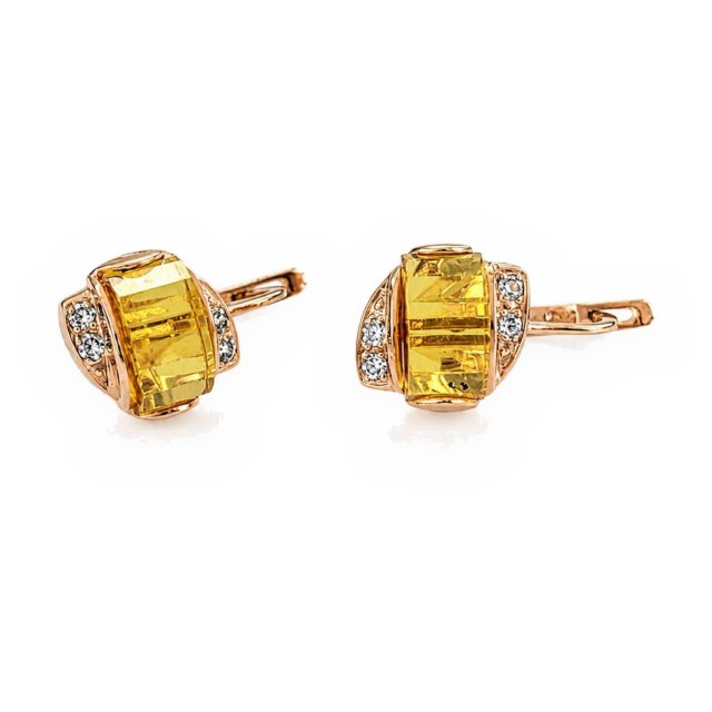 Серьги из красного золота 585 с цитрином — Красное золото 585