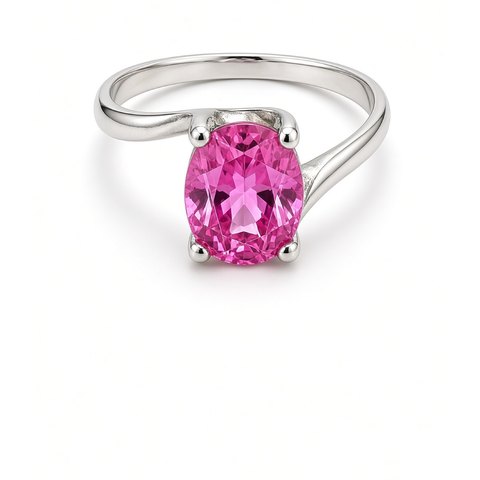 Кольцо из серебра 925 с розовым топазом — Серебро 925
