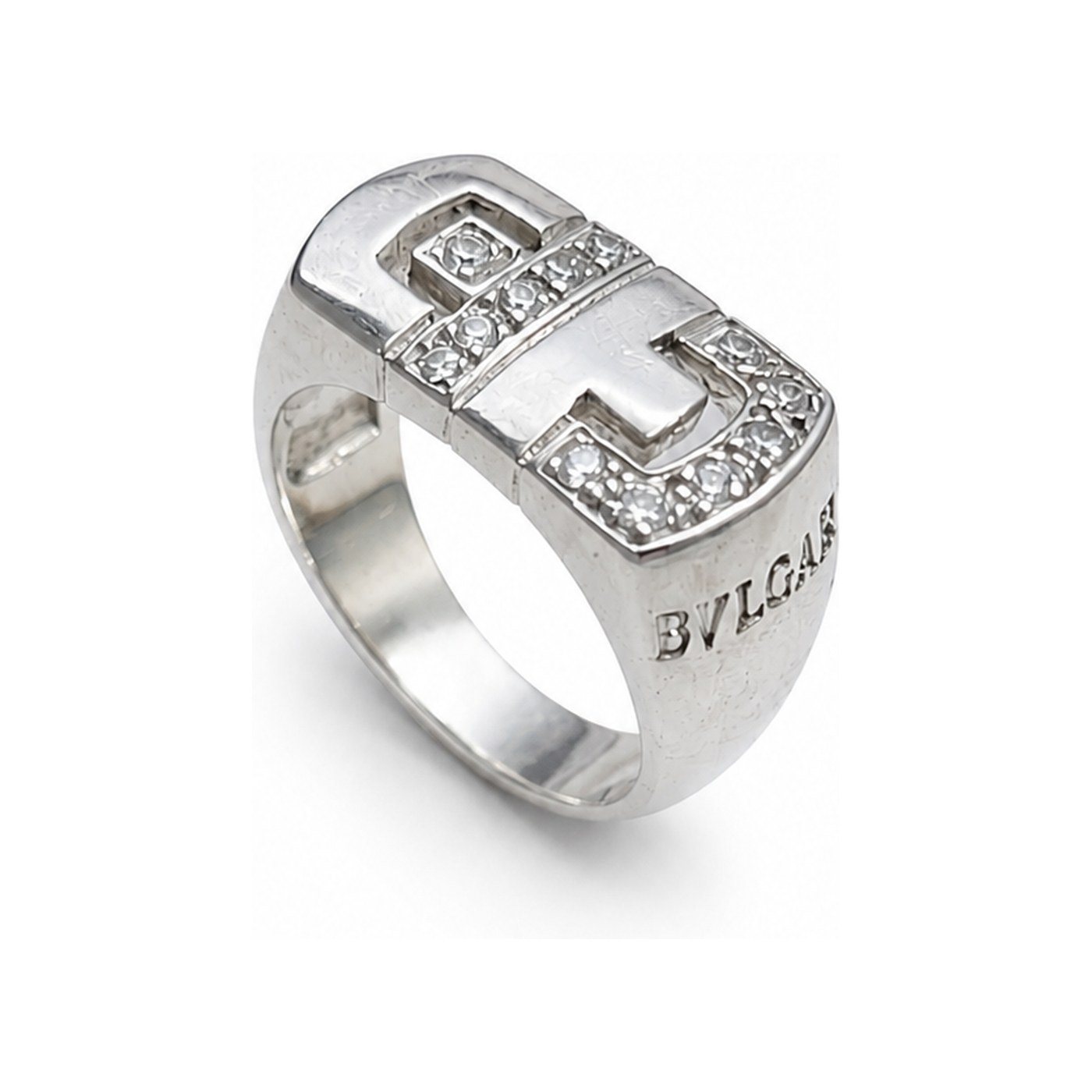 Печатка в серебре 925 BVLGARI с бриллианитом — Серебро 925