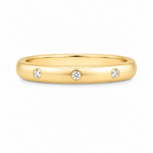 Кольцо обручальное «Diamond Trio» из желтого золота 585