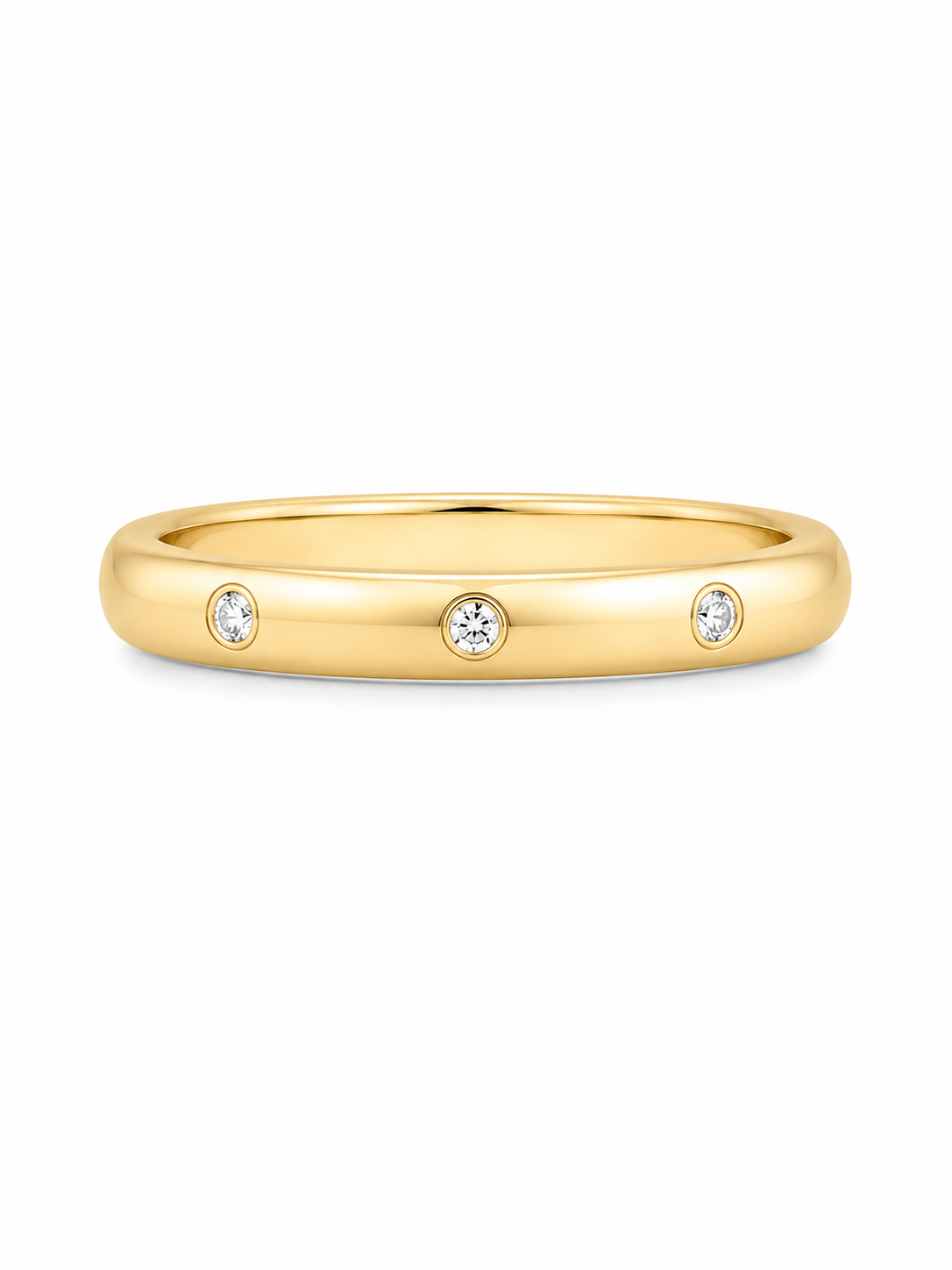 Кольцо обручальное «Diamond Trio» из желтого золота 585