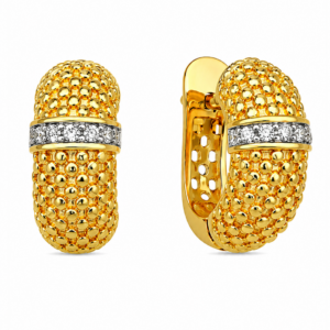 Серьги из желтого золота 585 с цирконом