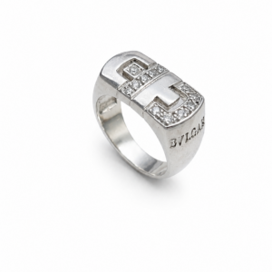 Кольцо-печатка «BVLGARI» из серебра 925