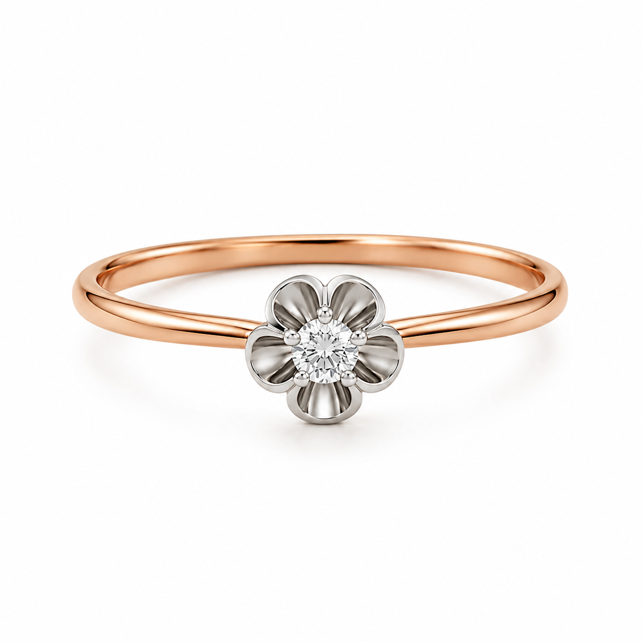Кольцо в красном золоте 585 Diamond Blossom с бриллиантом — Красное золото 585