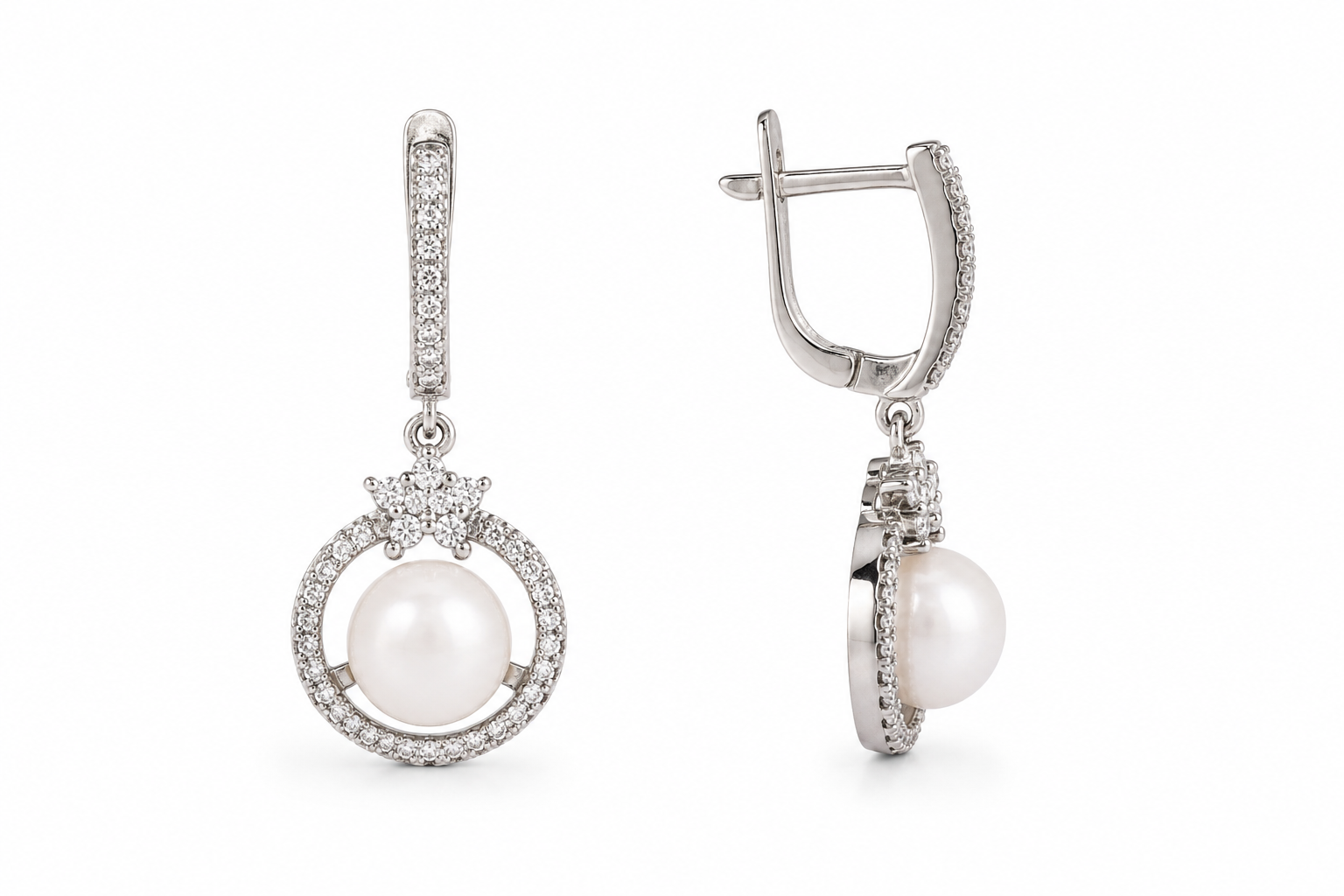 Серьги в серебре 925 с жемчугом — Серебро 925