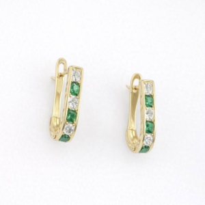 Серьги из красного золота 585 с изумрудом