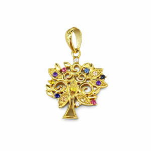 Подвеска из желтого золота 585 с самоцветами