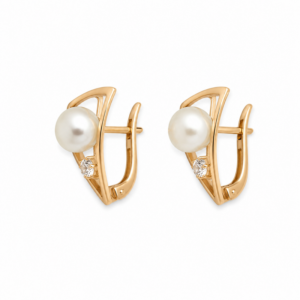 Серьги из красного золота 585 с жемчугом