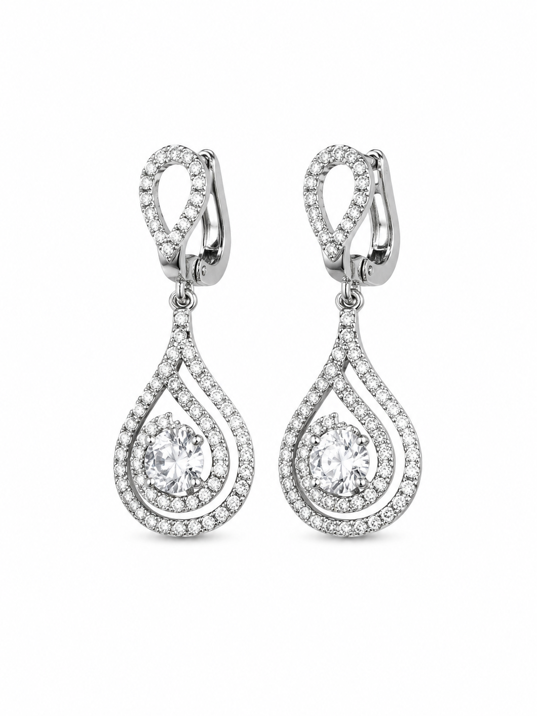 Серьги в серебре 925 Silver Drop с цирконом — Серебро 925