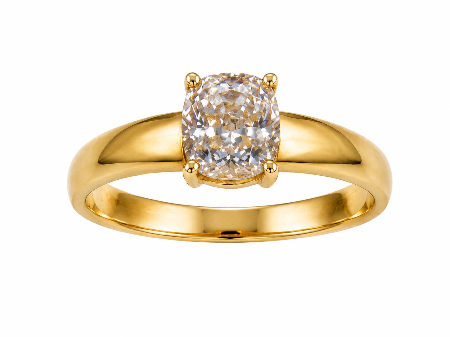 Помолвочное кольцо в жёлтом золоте 585 Golden Cushion с муассанитом — Желтое золото 585