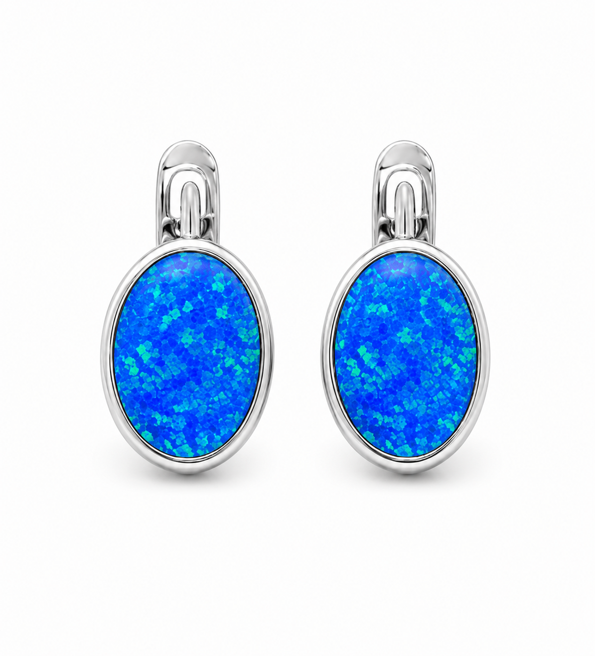 Серьги в серебре 925 Blue Opal — Серебро 925